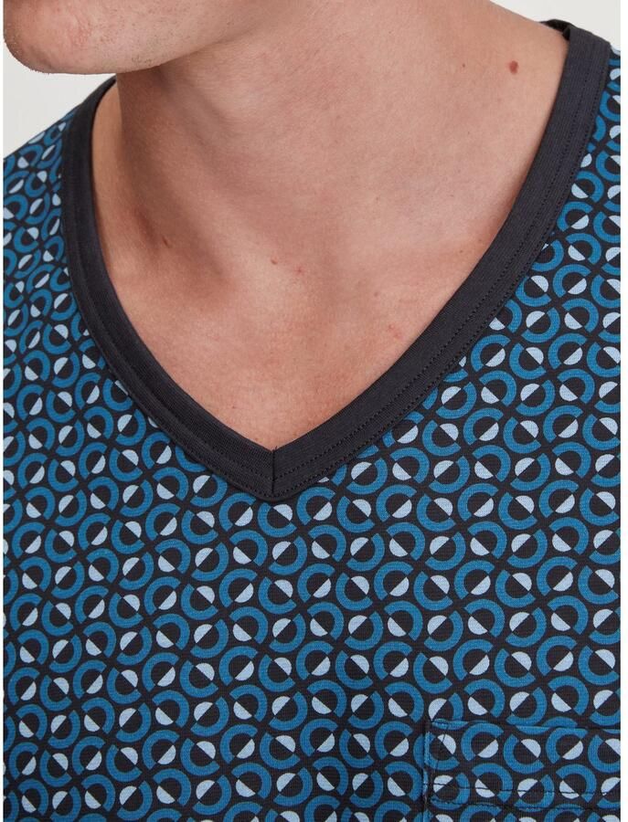 CALIDA Pyjama Relax Imprint Gedessineerd bovenstuk met V-halslijn (2-delig)