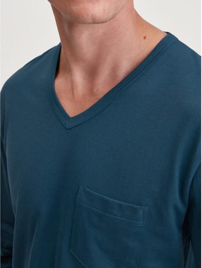 CALIDA Pyjama Relax Imprint Gedessineerd bovenstuk met V-halslijn (2-delig)