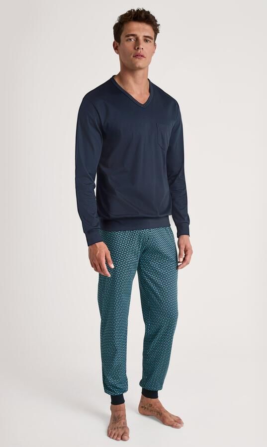 CALIDA Pyjama Relax Streamline 1 Contrastafwerking aan kraag & borstzak (2-delig) - Foto 8