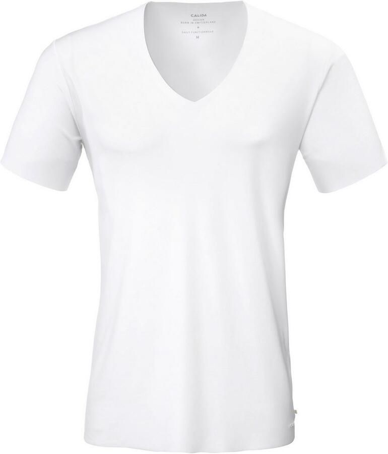 CALIDA Shirt met V-hals Clean line V-hals elastisch interlock-kwaliteit korte mouw sneldrogend