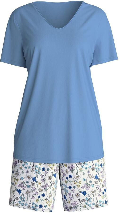 CALIDA Shortama Graphic Nights Broek gebloemd top effen V-hals korte mouwen (2-delig) - Foto 5