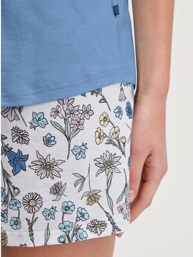 CALIDA Shortama Graphic Nights Broek gebloemd top effen V-hals korte mouwen (2-delig) - Foto 2