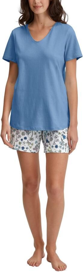 CALIDA Shortama Graphic Nights Broek gebloemd top effen V-hals korte mouwen (2-delig) - Foto 6