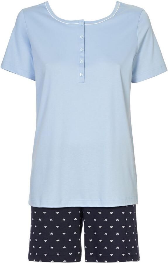 CALIDA Shortama Night Lovers Interlock-kwaliteit puur katoen korte mouw ronde hals knoopsluiting (2-delig) - Foto 5