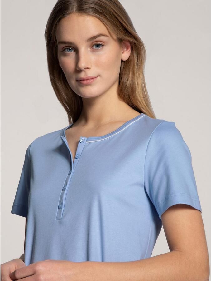 CALIDA Shortama Night Lovers Interlock-kwaliteit puur katoen korte mouw ronde hals knoopsluiting (2-delig) - Foto 3