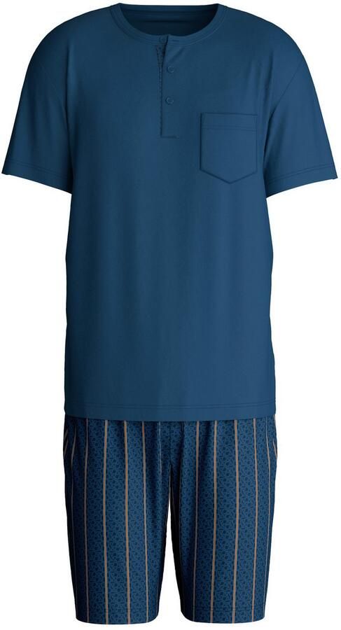 CALIDA Shortama Relax Imprint 1 met ronde hals knoopsluiting korte mouwen single jersey (2-delig) - Foto 4