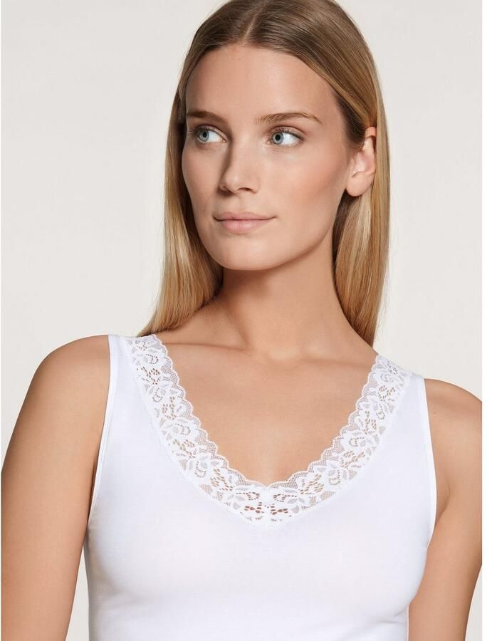 CALIDA Tanktop Natural Comfort Lace elastisch v-hals zacht kant brede bandjes - Foto 5
