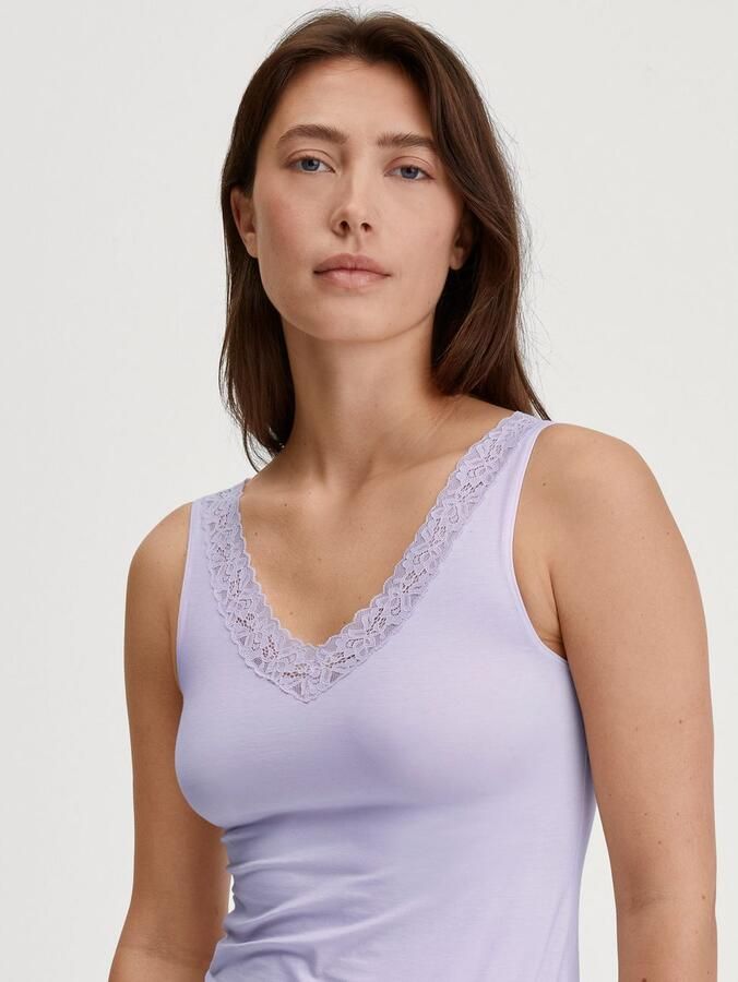 CALIDA Tanktop Natural Comfort Lace elastisch v-hals zacht kant brede bandjes - Foto 8