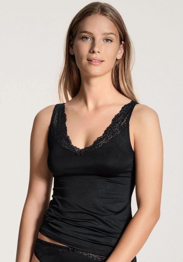 CALIDA Tanktop Sensual Secrets V-hals zachte single-jersey kwaliteit elastisch kant - Foto 3