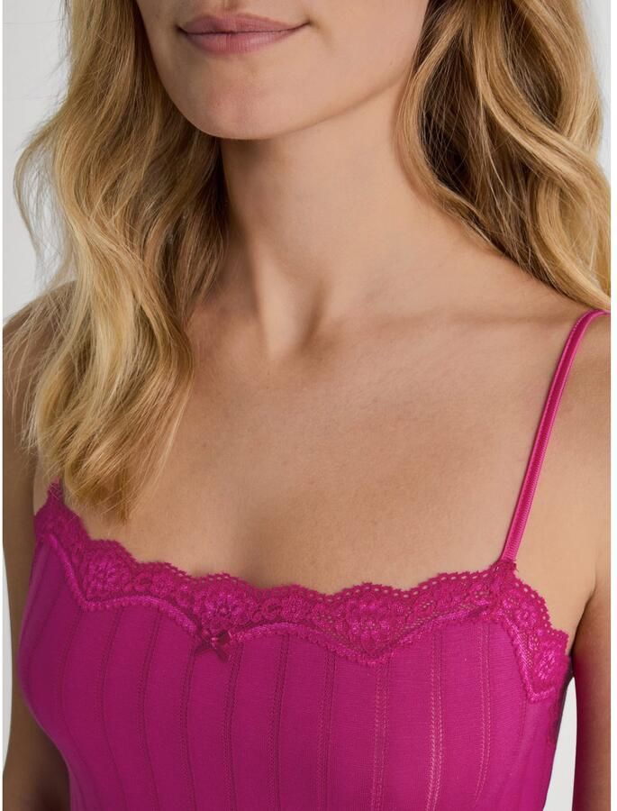 CALIDA Top met spaghettibandjes Etude Toujours Krijtstreep-optiek kant elastisch zacht single jersey kwaliteit (1 stuk) - Foto 4