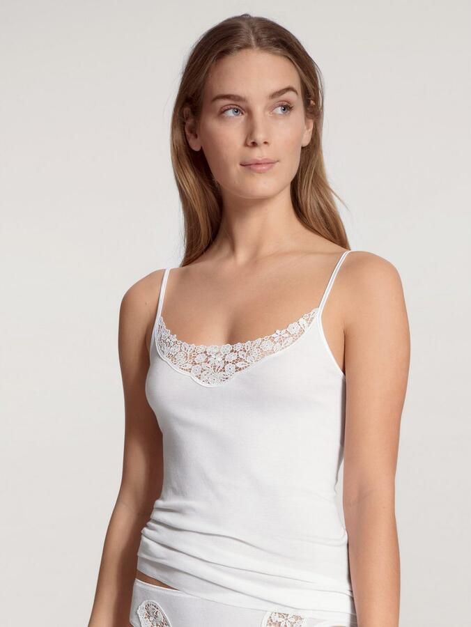 CALIDA Top met spaghettibandjes Feminin Sense met kantinzet pure cotton diepe halslijn single jersey - Foto 4
