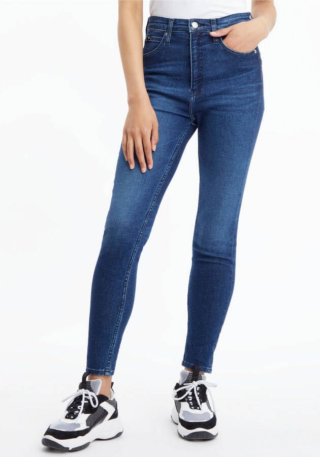 Calvin Klein 5-pocketsjeans HIGH RISE SUPER SKINNY ANKLE met klein -logo op het kleingeldzakje