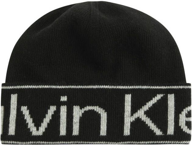 CK Calvin Klein Beanie met labeldetail model 'ECO REVERSO'
