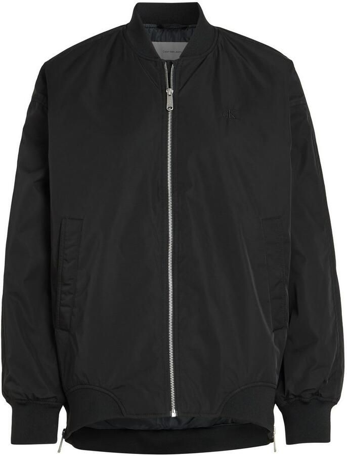 Calvin Klein Bomberjack LONG BOMBER met logo-opdruk tailleafsluiting versmald door elastiek