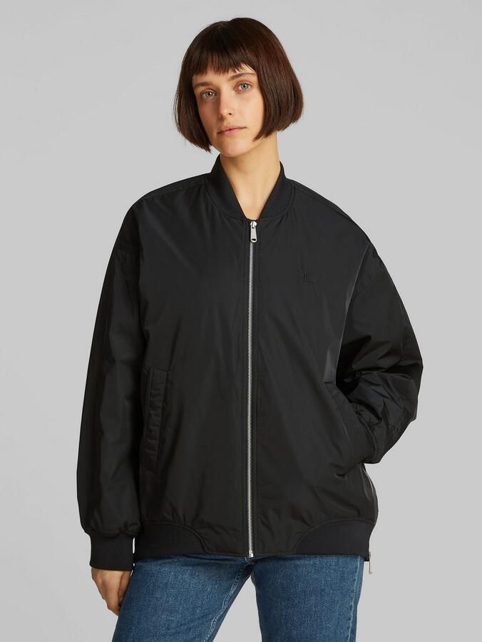 Calvin Klein Bomberjack LONG BOMBER met logo-opdruk tailleafsluiting versmald door elastiek - Foto 4