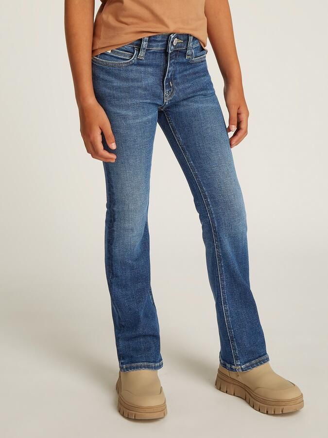 Calvin Klein Bootcut jeans MR FLARE DARK BLUE VISUAL DENIM voor kinderen tot 16 jaar met logopatch - Foto 5