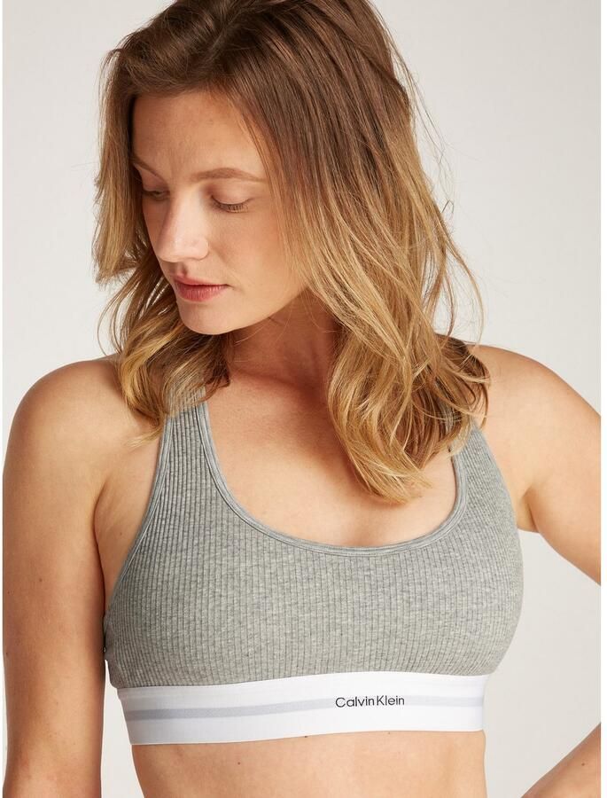 Calvin Klein niet-voorgevormde bh top met ribstructuur grijs - Foto 3