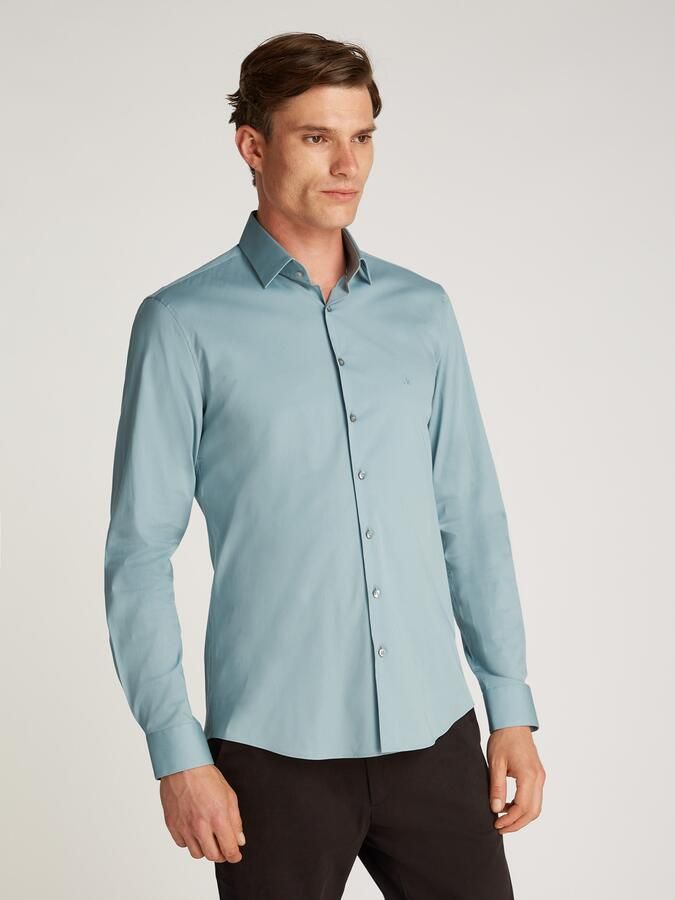 Calvin Klein Businessoverhemd POPLIN STRETCH SLIM SHIRT met kent-kraag logoprint op borsthoogte - Foto 7