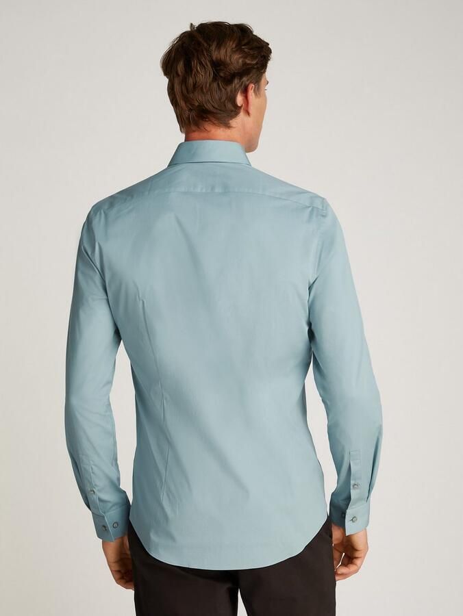 Calvin Klein Businessoverhemd POPLIN STRETCH SLIM SHIRT met kent-kraag logoprint op borsthoogte - Foto 2