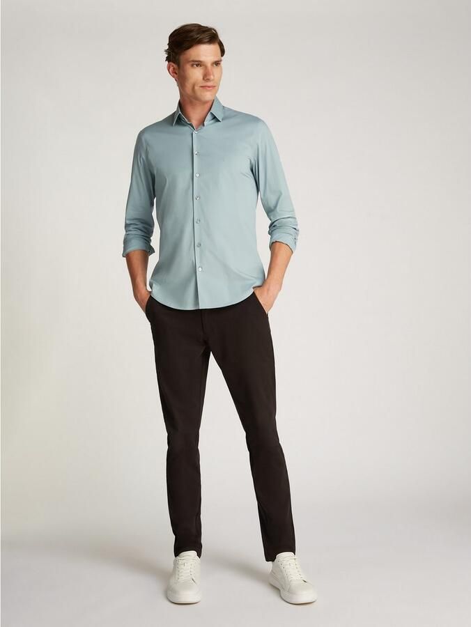 Calvin Klein Businessoverhemd POPLIN STRETCH SLIM SHIRT met kent-kraag logoprint op borsthoogte - Foto 3