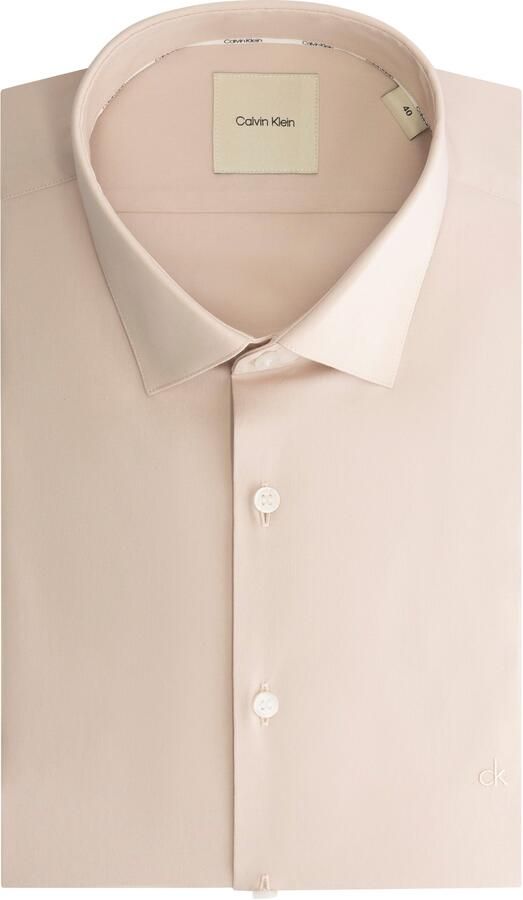 Calvin Klein Businessoverhemd POPLIN STRETCH SLIM SHIRT met kent-kraag logoprint op borsthoogte