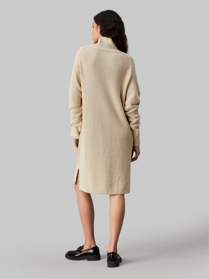 Calvin Klein Jeans Knielange gebreide jurk met opstaande kraag model 'CHUNKY LOOSE' - Foto 5