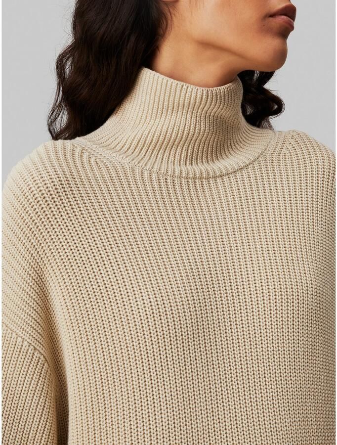 Calvin Klein Jeans Knielange gebreide jurk met opstaande kraag model 'CHUNKY LOOSE'