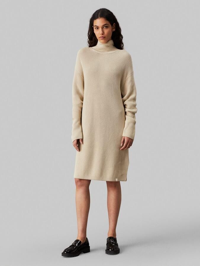 Calvin Klein Jeans Knielange gebreide jurk met opstaande kraag model 'CHUNKY LOOSE' - Foto 3
