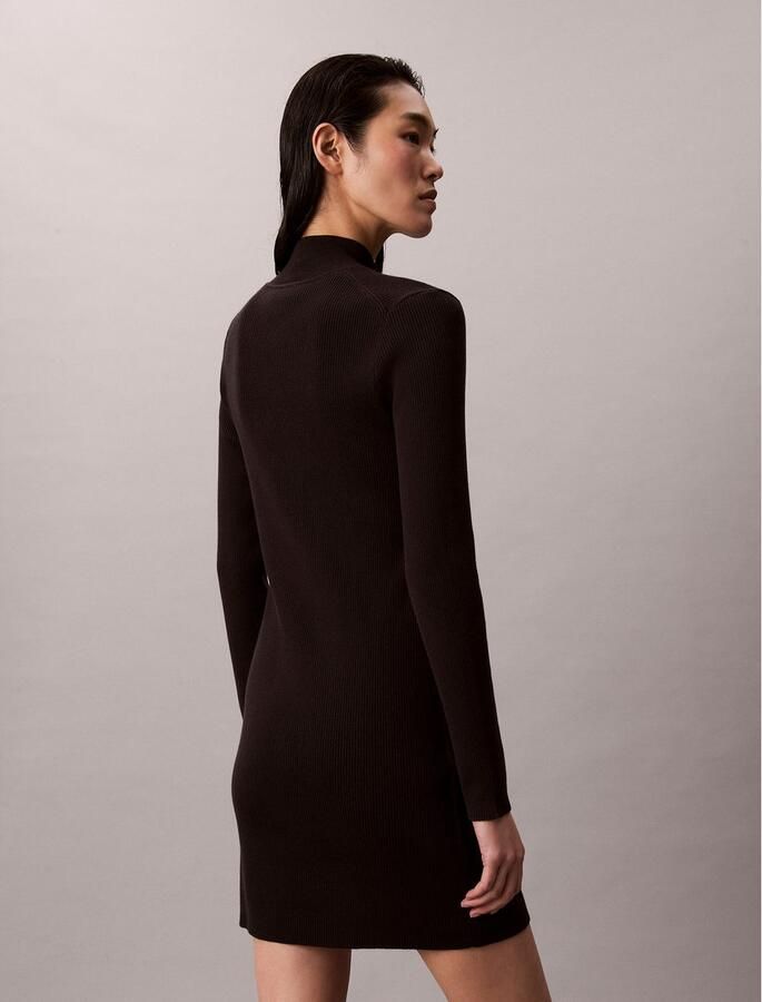 Calvin Klein Gebreide jurk LS T NECK MINI DRESS Met ronde hals getailleerd