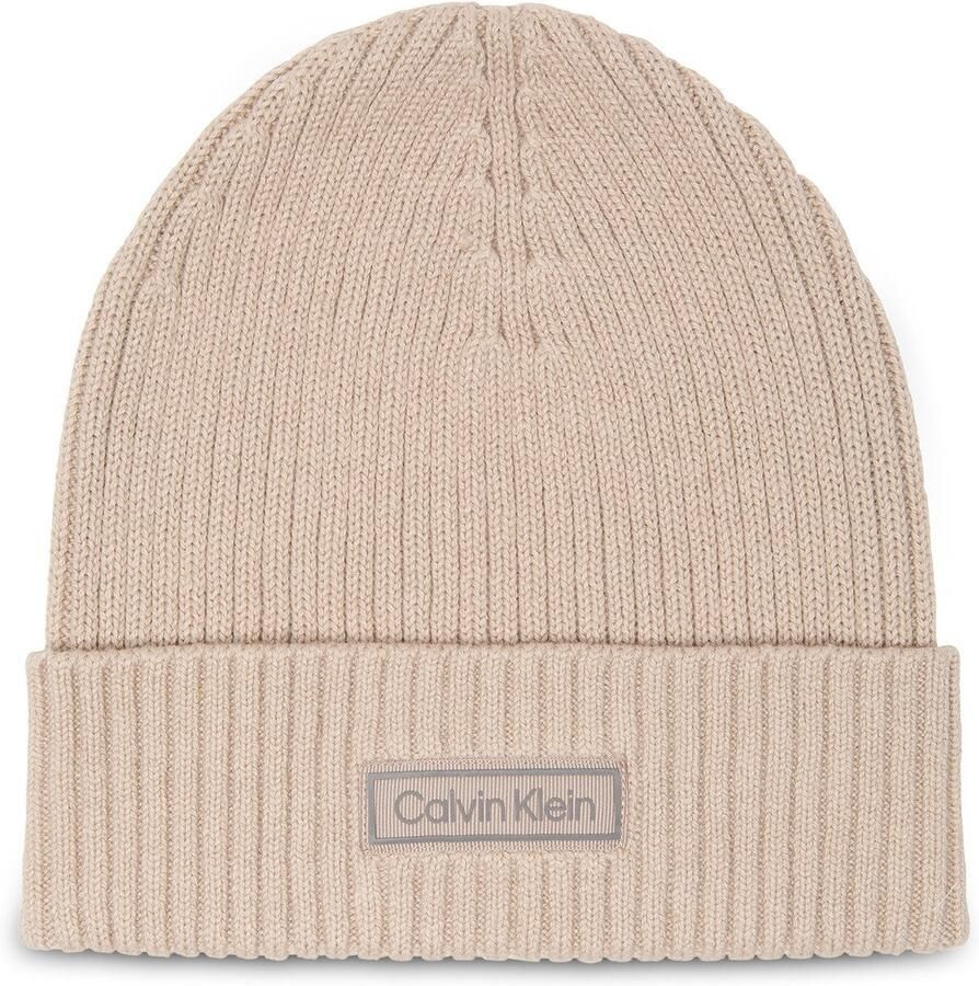 Calvin Klein Gebreide muts PATCH CHUNKY RIB COTTON BEANIE - Foto 3