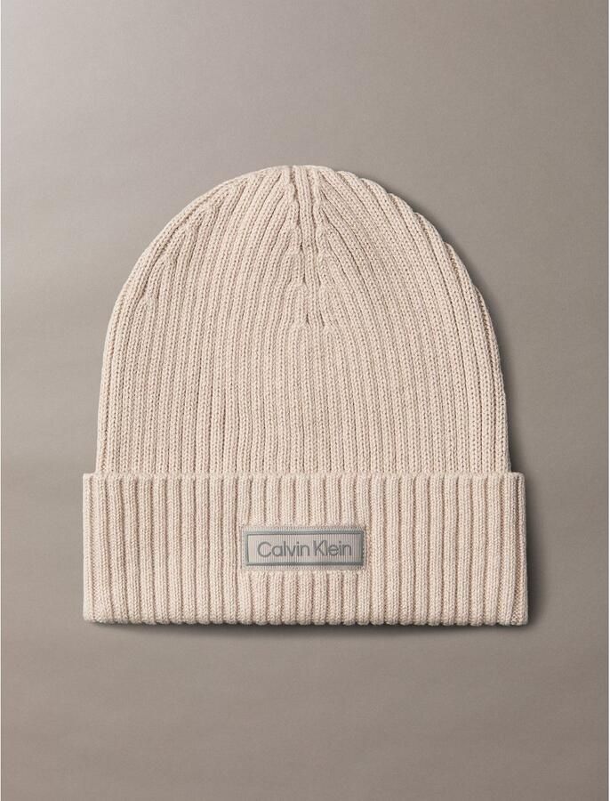 Calvin Klein Gebreide muts PATCH CHUNKY RIB COTTON BEANIE - Foto 2