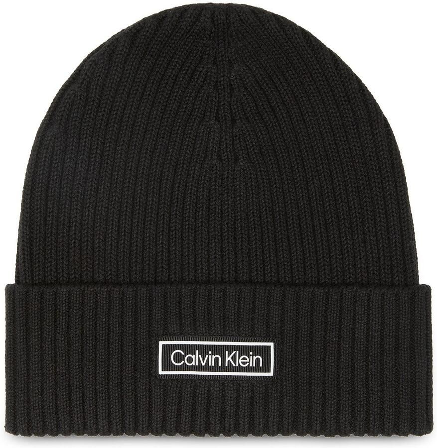 Calvin Klein Gebreide muts PATCH CHUNKY RIB COTTON BEANIE - Foto 3