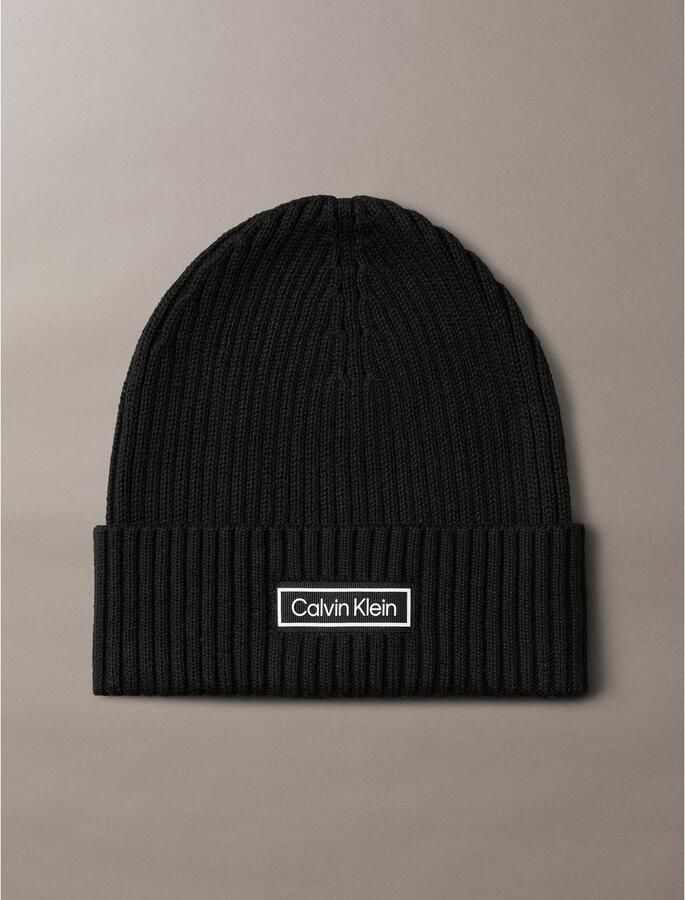 Calvin Klein Gebreide muts PATCH CHUNKY RIB COTTON BEANIE - Foto 2