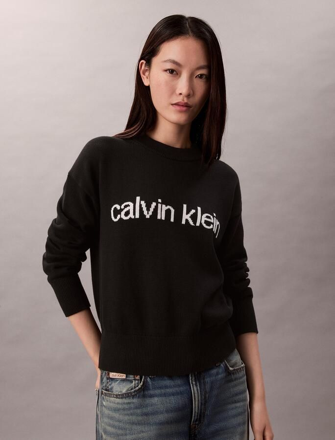 Calvin Klein Gebreide trui Cotton Graphic Pullover - Foto 5