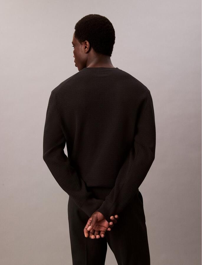 CK Calvin Klein Relaxed fit pullover in gebreide look model 'Texture' - Foto 3