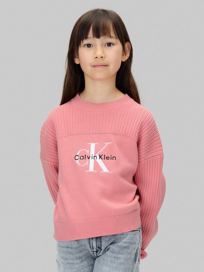 Calvin Klein Gebreide trui MONOLOGO CN SWEATER voor kinderen tot 16 jaar logoborduurwerk - Foto 8