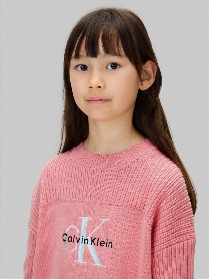 Calvin Klein Gebreide trui MONOLOGO CN SWEATER voor kinderen tot 16 jaar logoborduurwerk - Foto 3
