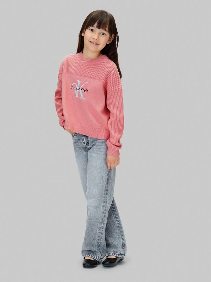 Calvin Klein Gebreide trui MONOLOGO CN SWEATER voor kinderen tot 16 jaar logoborduurwerk - Foto 4