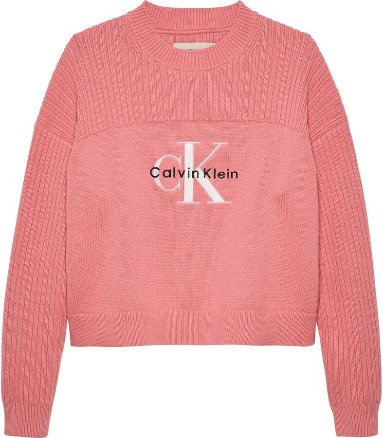 Calvin Klein Gebreide trui MONOLOGO CN SWEATER voor kinderen tot 16 jaar logoborduurwerk - Foto 2