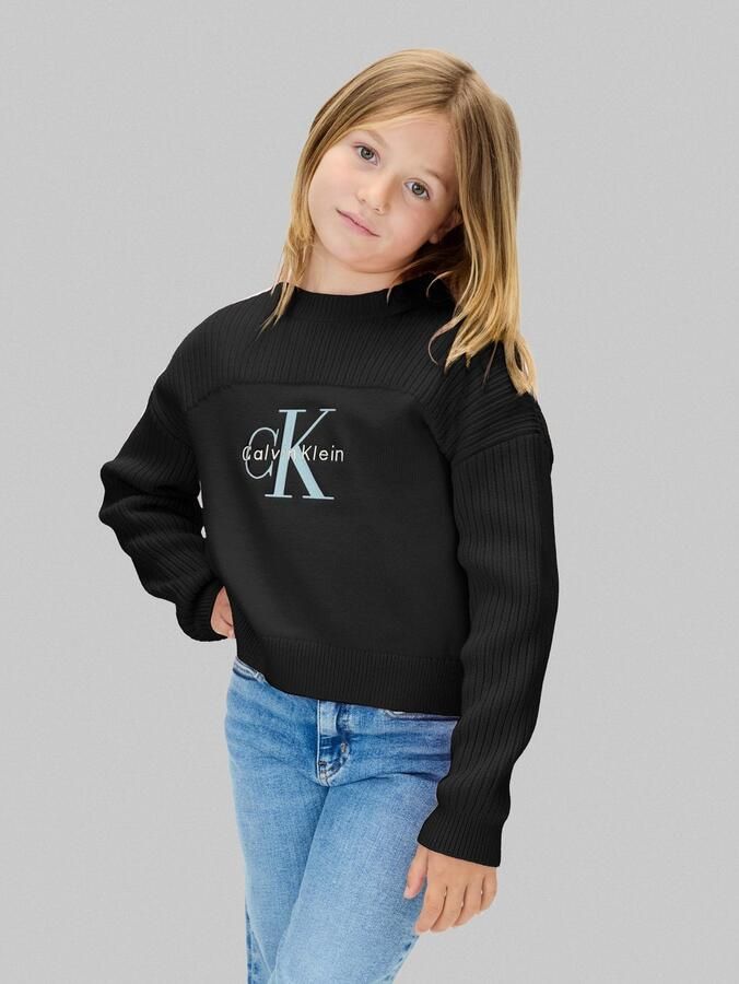 Calvin Klein Gebreide trui MONOLOGO CN SWEATER voor kinderen tot 16 jaar logoborduurwerk - Foto 8