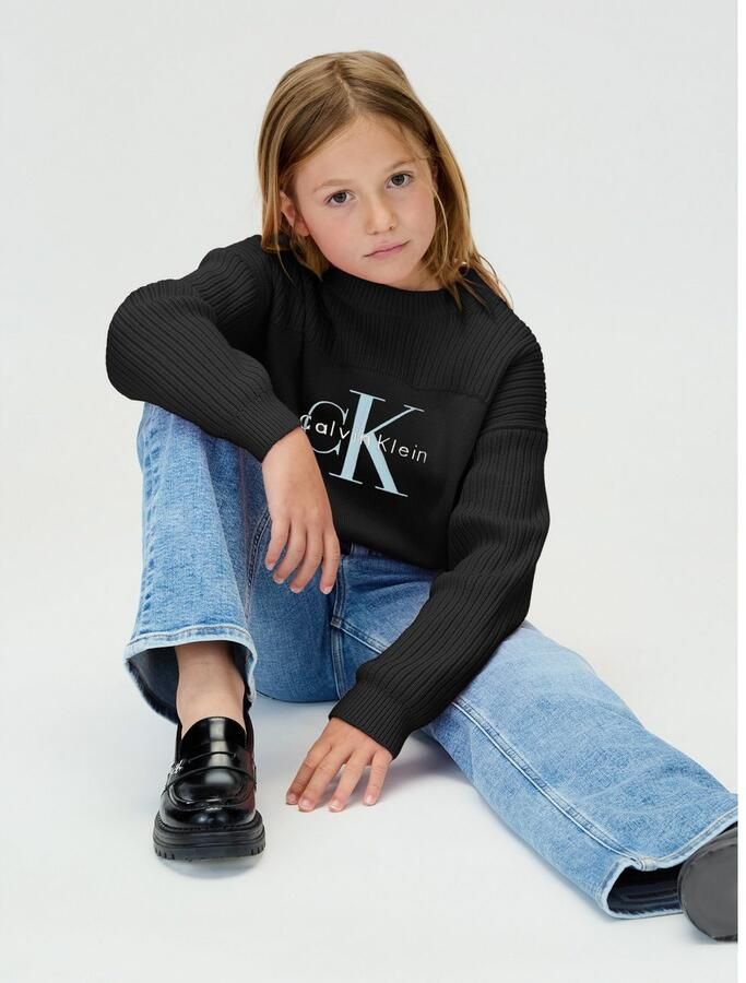 Calvin Klein Gebreide trui MONOLOGO CN SWEATER voor kinderen tot 16 jaar logoborduurwerk - Foto 3