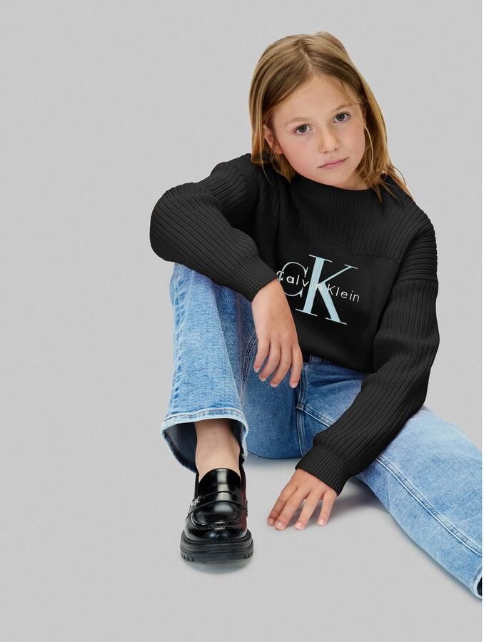 Calvin Klein Gebreide trui MONOLOGO CN SWEATER voor kinderen tot 16 jaar logoborduurwerk - Foto 4