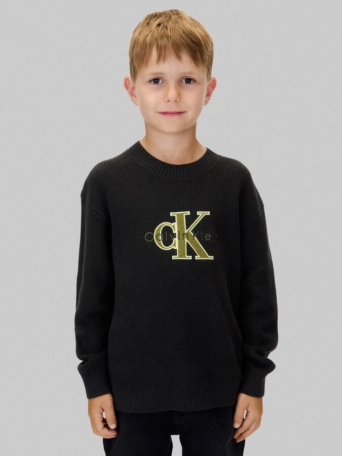 Calvin Klein Gebreide trui Towelling Ck Stitch Sweater voor kinderen tot 16 jaar badstof applicatie - Foto 6