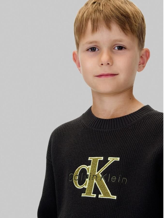 Calvin Klein Gebreide trui Towelling Ck Stitch Sweater voor kinderen tot 16 jaar badstof applicatie - Foto 3