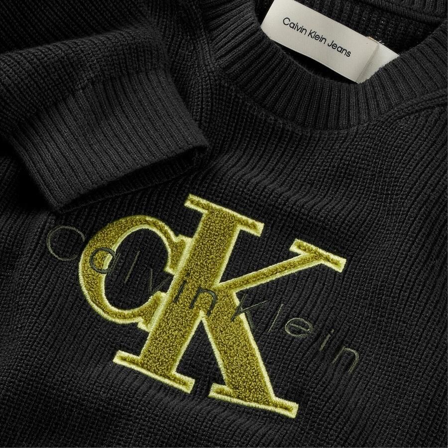 Calvin Klein Gebreide trui Towelling Ck Stitch Sweater voor kinderen tot 16 jaar badstof applicatie