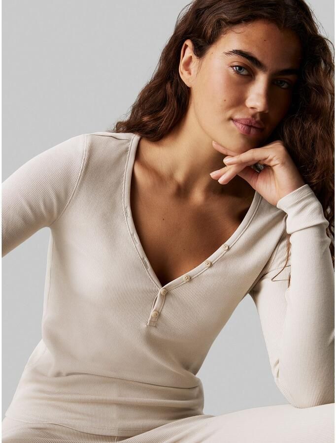 Calvin Klein Huispak L S HENLEY & LEGGING met diepe halsuitsnijding en knoopsluiting (set 2-delig) - Foto 2