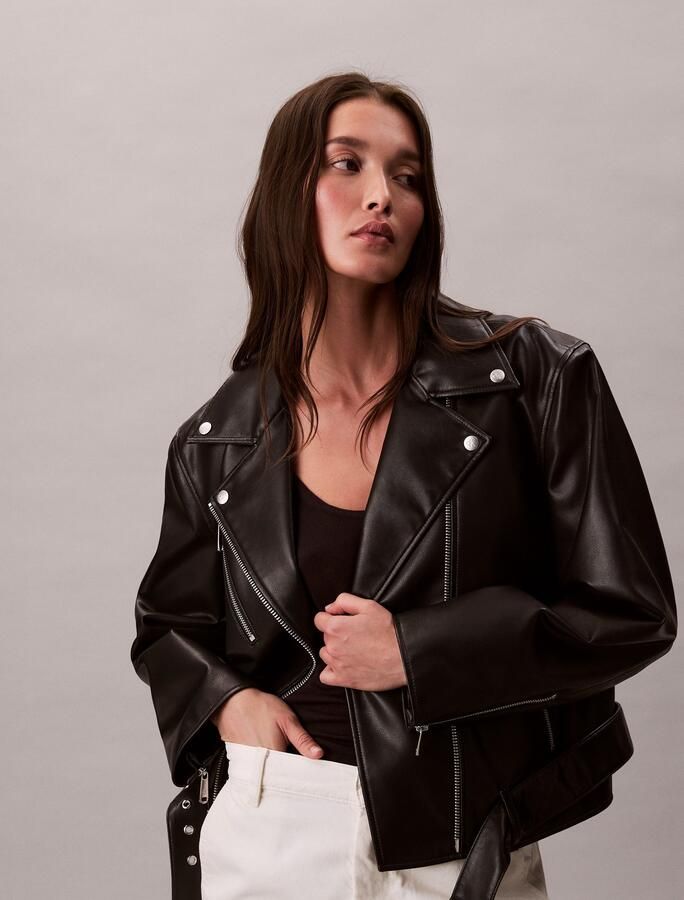 Calvin Klein Imitatieleren jack FAUX LEATHER MOTO JACKET W BELT - Foto 8
