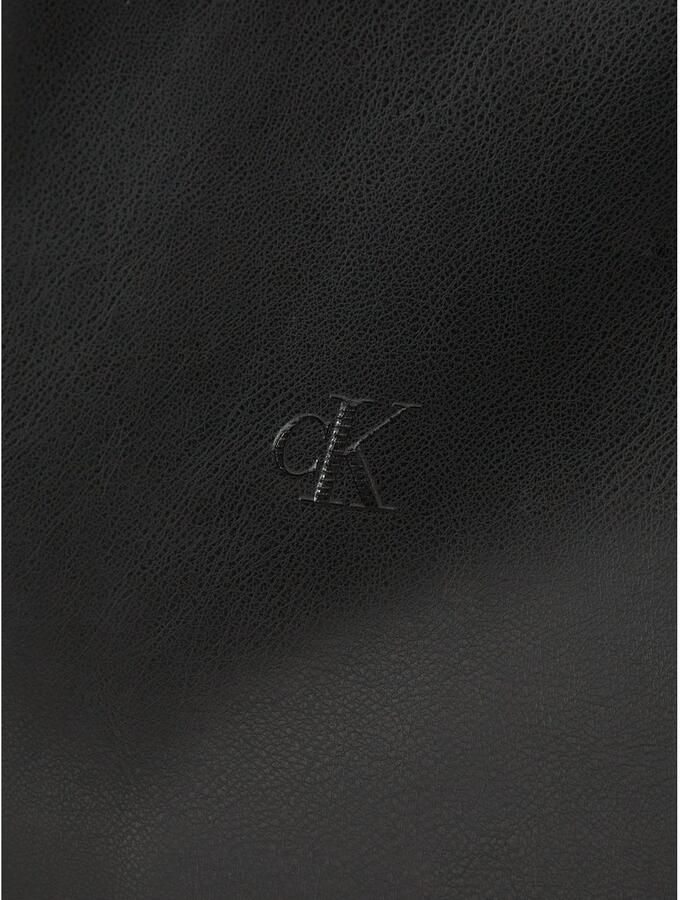 Calvin Klein Jeans Zwarte Leren Bomberjack Monogram Logo Black Dames - Foto 3