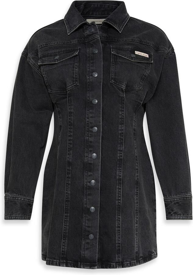 Calvin Klein Jeans jurk LS DENIM MINI DRESS Met ronde hals getailleerd