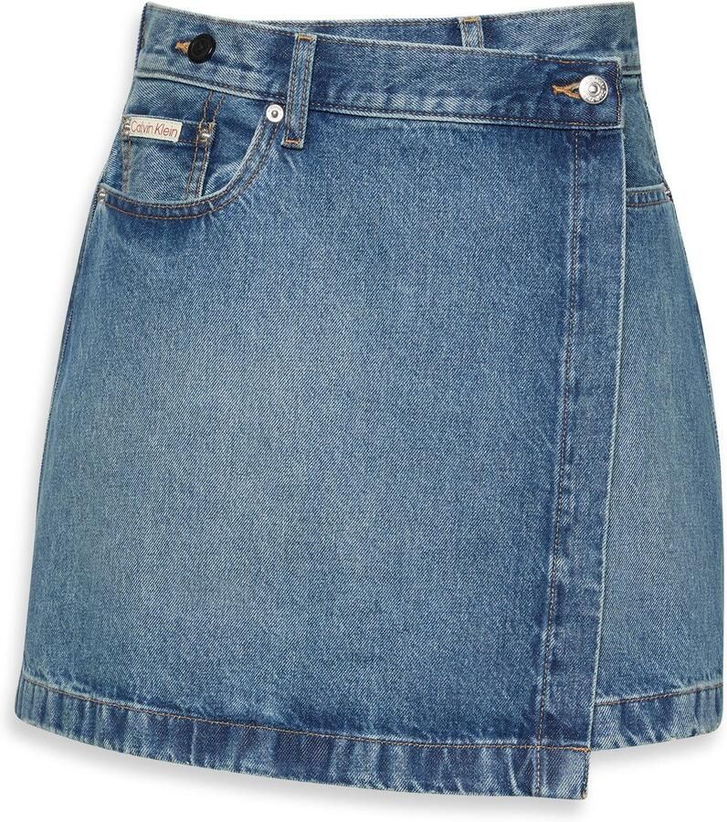 Calvin Klein Jeans Jeansrok in wikkellook met labeldetail